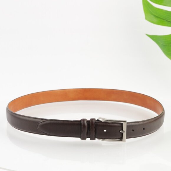 BKE Mens Belt Size 38 Dark Brown Leather Business Casual Silver Tone Buckle - Picture 12 of 12